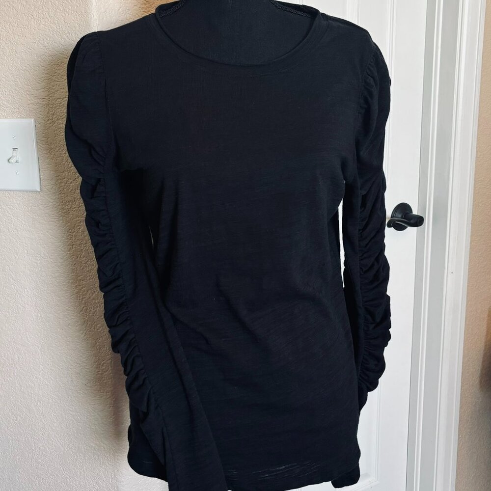 We the Free-Faded black long sleeve shirt with roughed sleeves